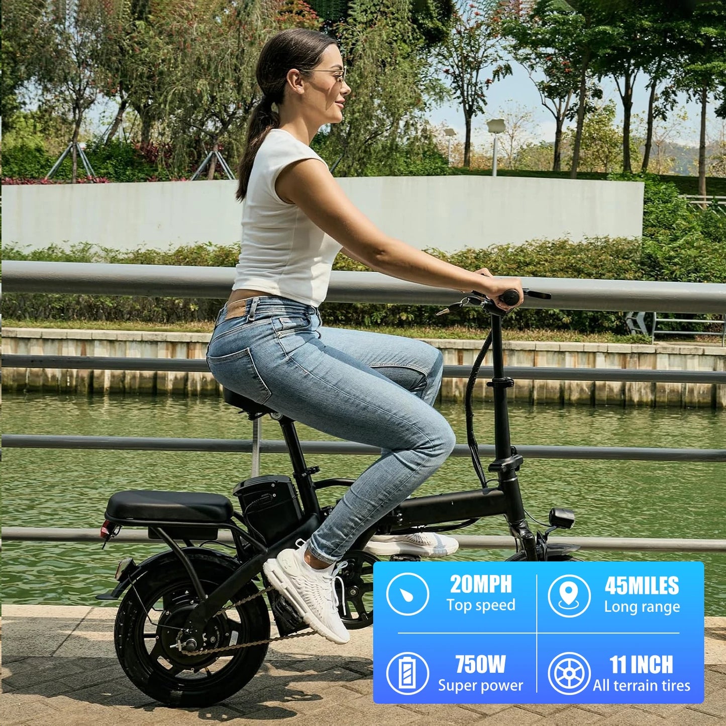 1Year Warranty 14inch Electric Bike, 20 MPH,48V Removable Battery,400W Motor, Adult Folding Electric Bike,20 Miles,Ebike UL 2849