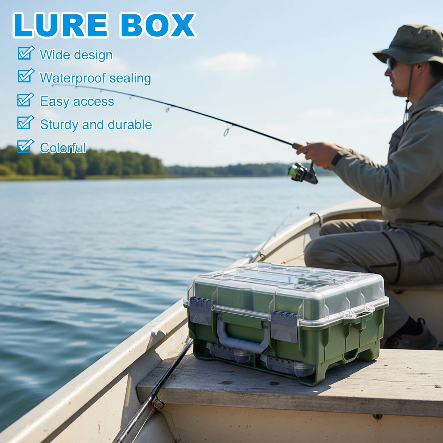 Universal Fishing Tackle Box Removal Inside Design for Fishing Gifts (Green)