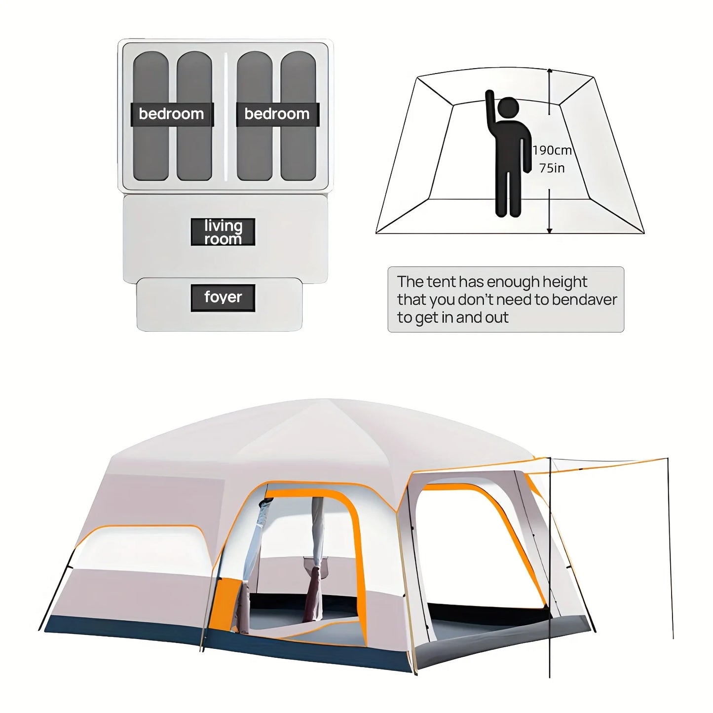 4-6 Person Camp Tent, Sunscreen, Anti-mosquito, Portable Tent, Suitable For Outdoor Camping