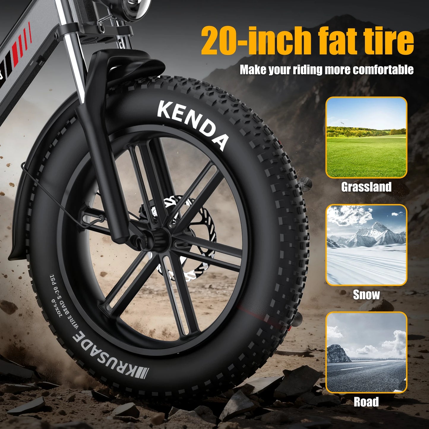 Off Road Electric Bike 740W Powerful Motor, 48V20AH Lithium Battery with a Range Of 50 Miles, Adult High-speed Mountain eBike