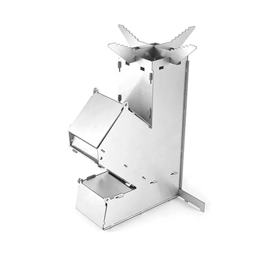 Outdoor Camp Firewood Stove Stainless Steel BBQ Rocket Stove Portable Detachable Wood Burner Outdoor Wood Burning for Picnic BBQ
