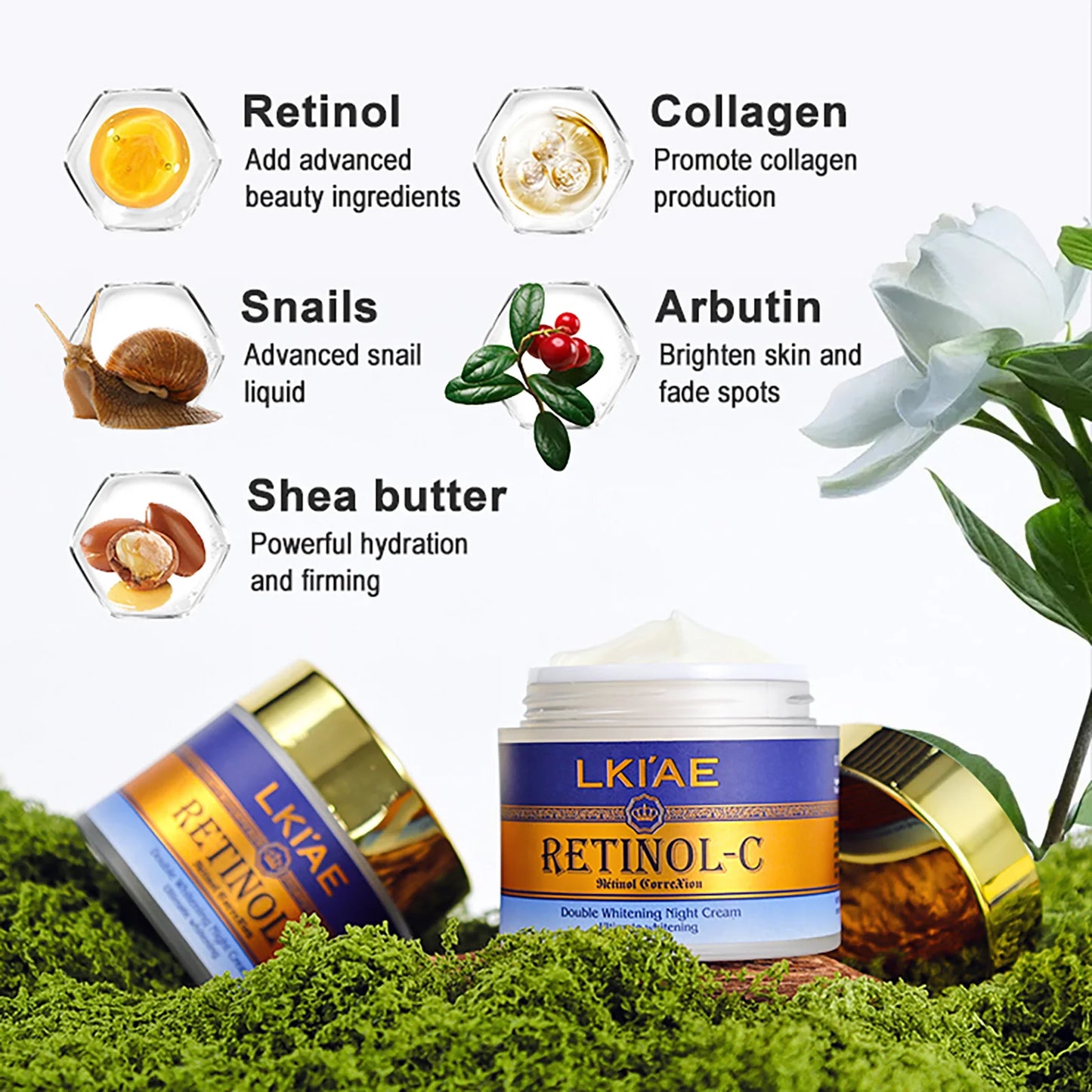 LKIAE Advanced Retinol Double Whitening Skin Care Set, Deeply Moisturizing, Clean Skin, Reduce Wrinkles, Stains, Dark Spots