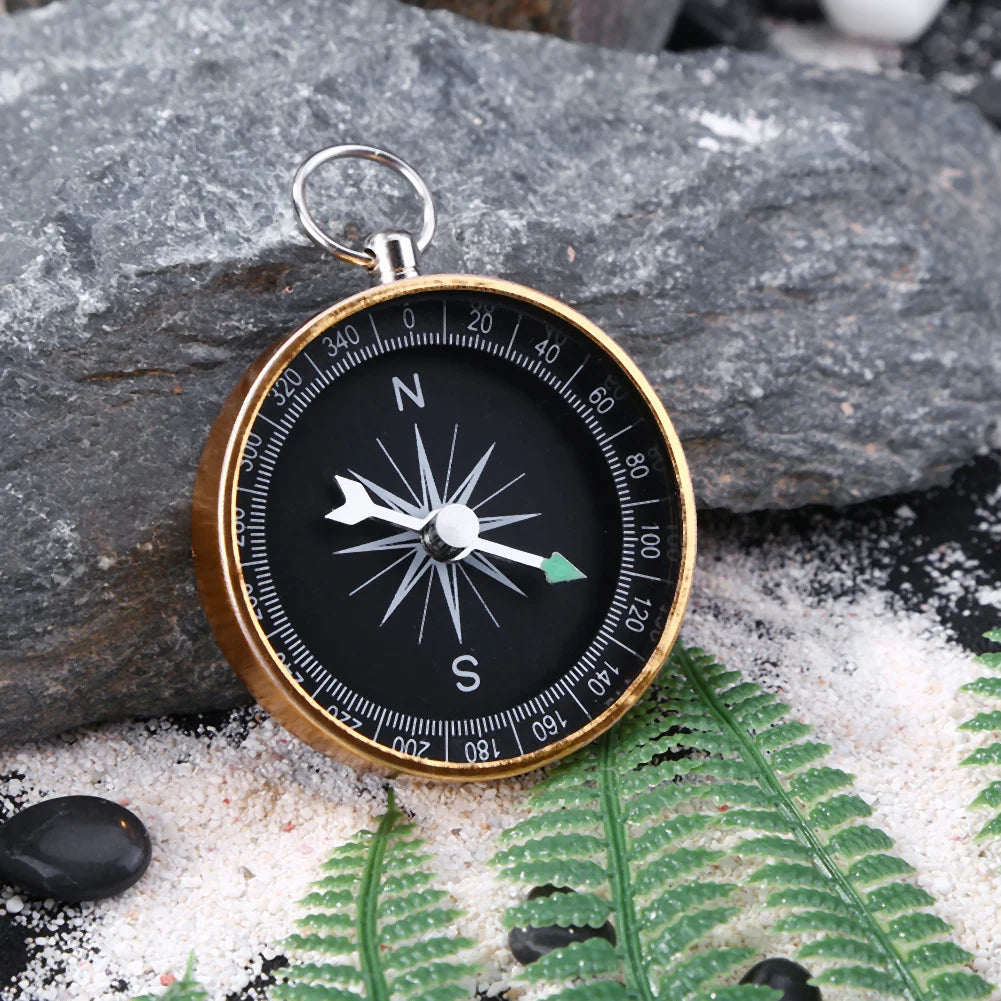 Mini Pocket Compass Aluminum Alloy Keychain AID Guide Compass Waterproof Lightweight Practical Hardware Tool for Outdoor Travel