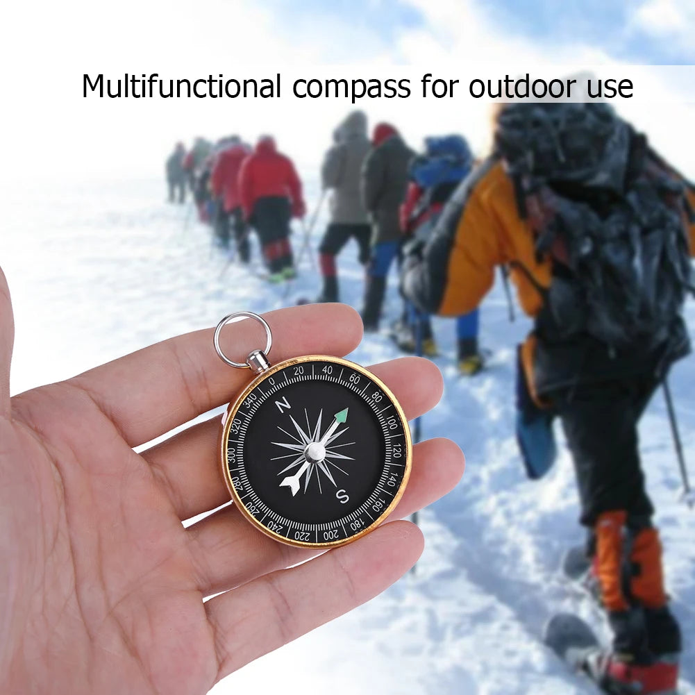 Mini Pocket Compass Aluminum Alloy Keychain AID Guide Compass Waterproof Lightweight Practical Hardware Tool for Outdoor Travel