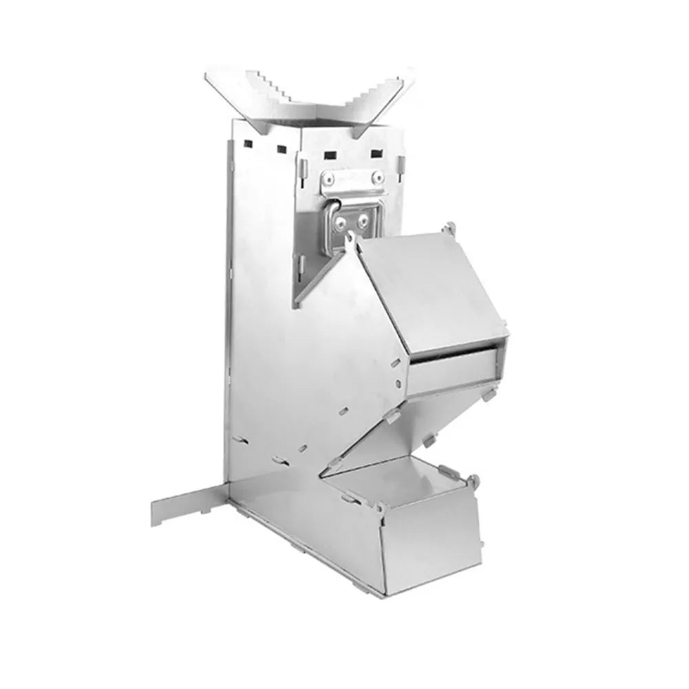 BBQ Rocket Stove Stainless Steel Portable Detachable Wood Burner Cooking Stove Portable Collapsible Camping Stove for Picnic BBQ