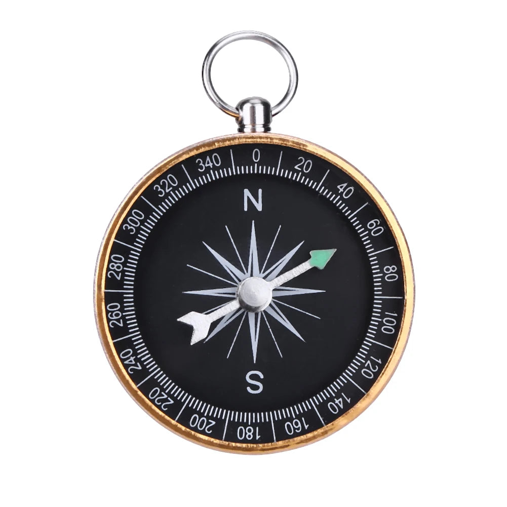 Mini Pocket Compass Aluminum Alloy Keychain AID Guide Compass Waterproof Lightweight Practical Hardware Tool for Outdoor Travel