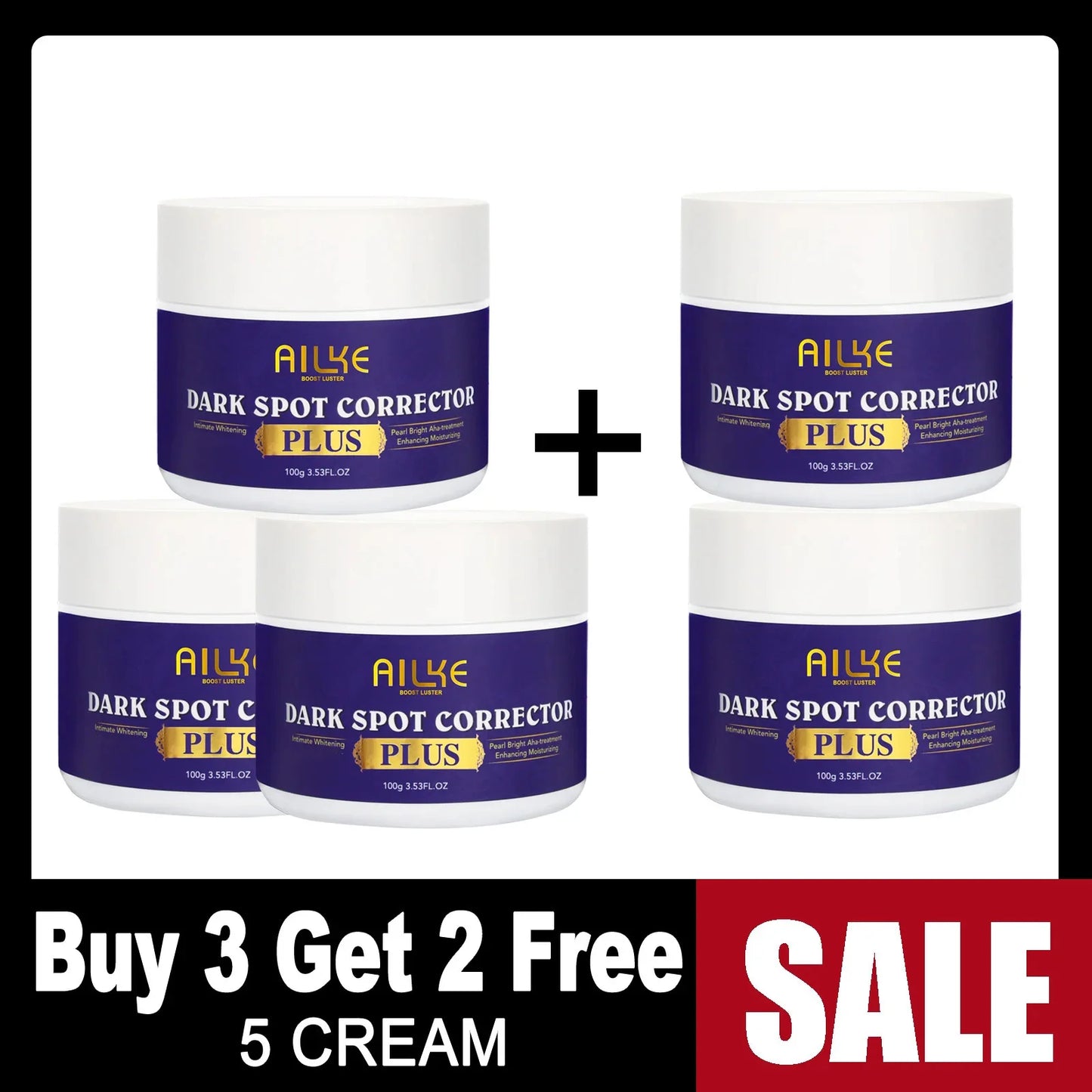 AILKE Stains Remover Face Cream With Glutathione, Lightening Facial Skin Care, Whitening, Reduce Dark Spots, For All Skin Types