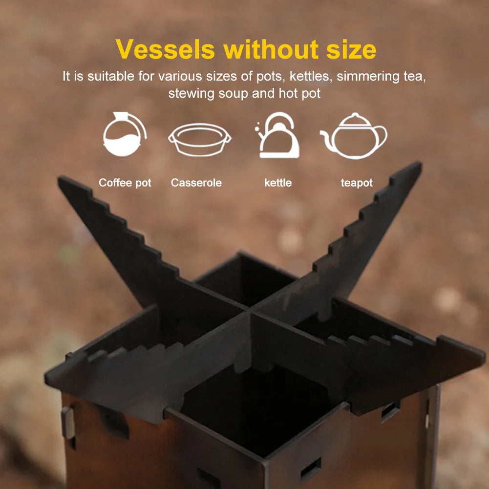BBQ Rocket Stove Stainless Steel Portable Detachable Wood Burner Cooking Stove Portable Collapsible Camping Stove for Picnic BBQ