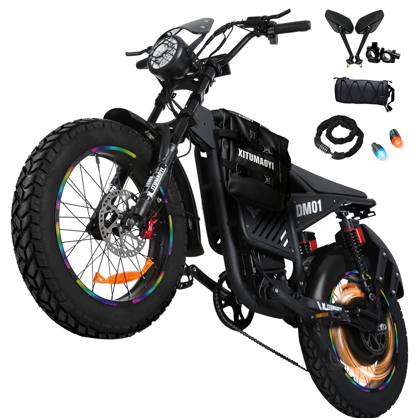 BAOLUJIE DM01 Motor Electric Bicycle 60V 30AH Battery Max Speed 42 MPH Electric Bike E-Bike Electric Motorcycle【1 Year Warranty】