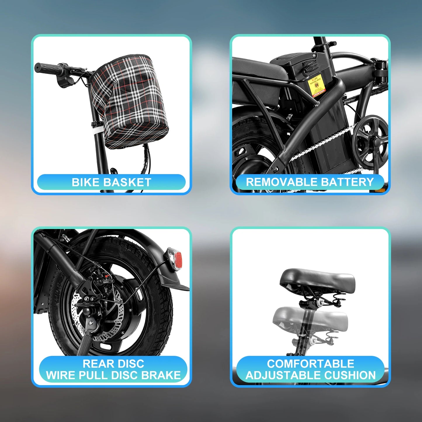1Year Warranty 14inch Electric Bike, 20 MPH,48V Removable Battery,400W Motor, Adult Folding Electric Bike,20 Miles,Ebike UL 2849