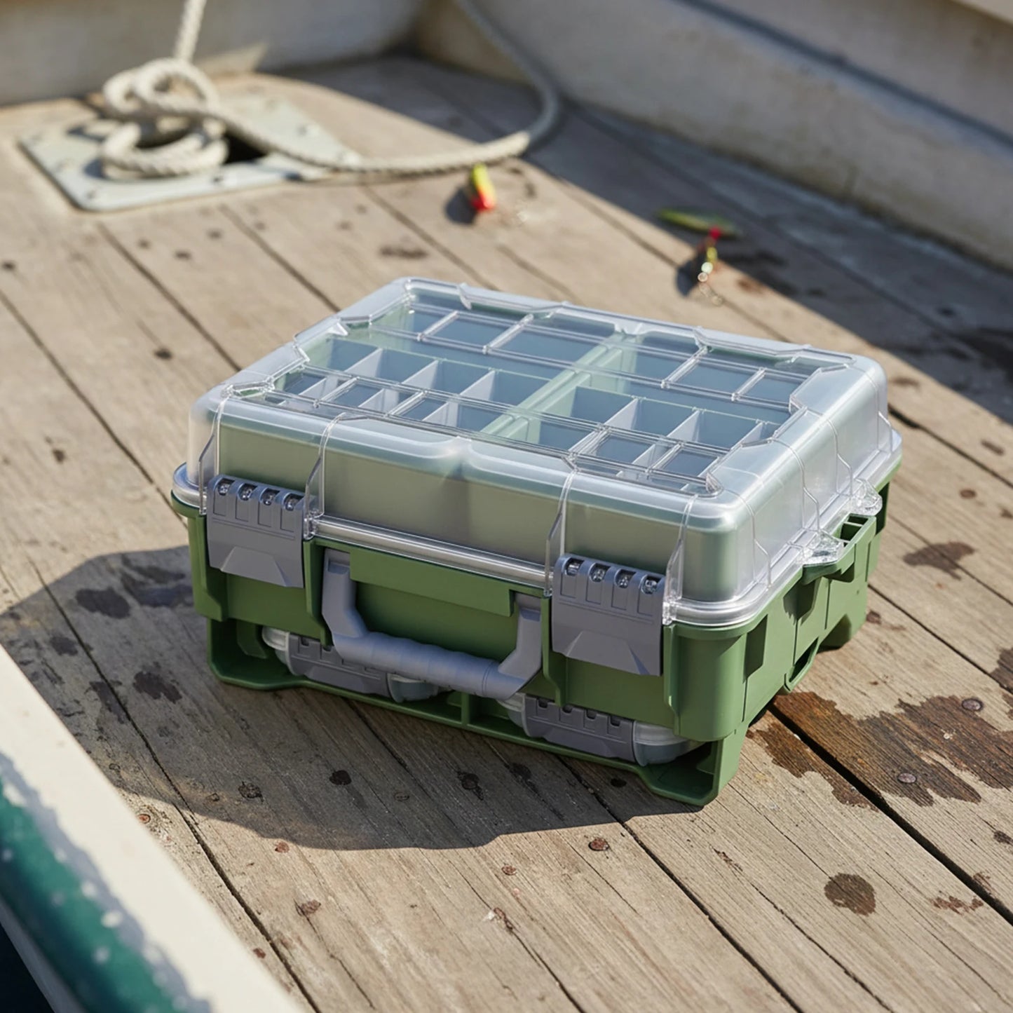 Universal Fishing Tackle Box Removal Inside Design for Fishing Gifts (Green)