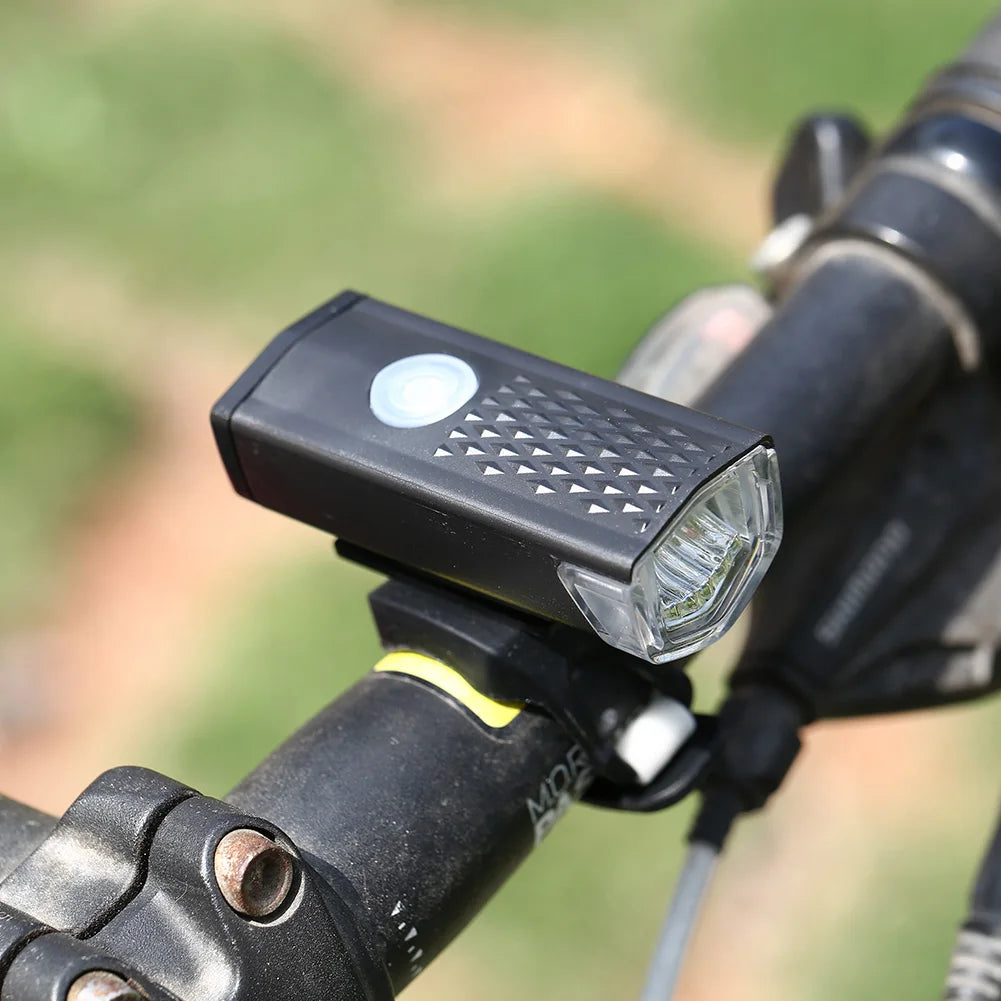 Bike Headlight Taillight Bell Set LED Flashlight Lamp Waterproof with 6pcs Reflector Riding Cycling Light Bicycle Accessories