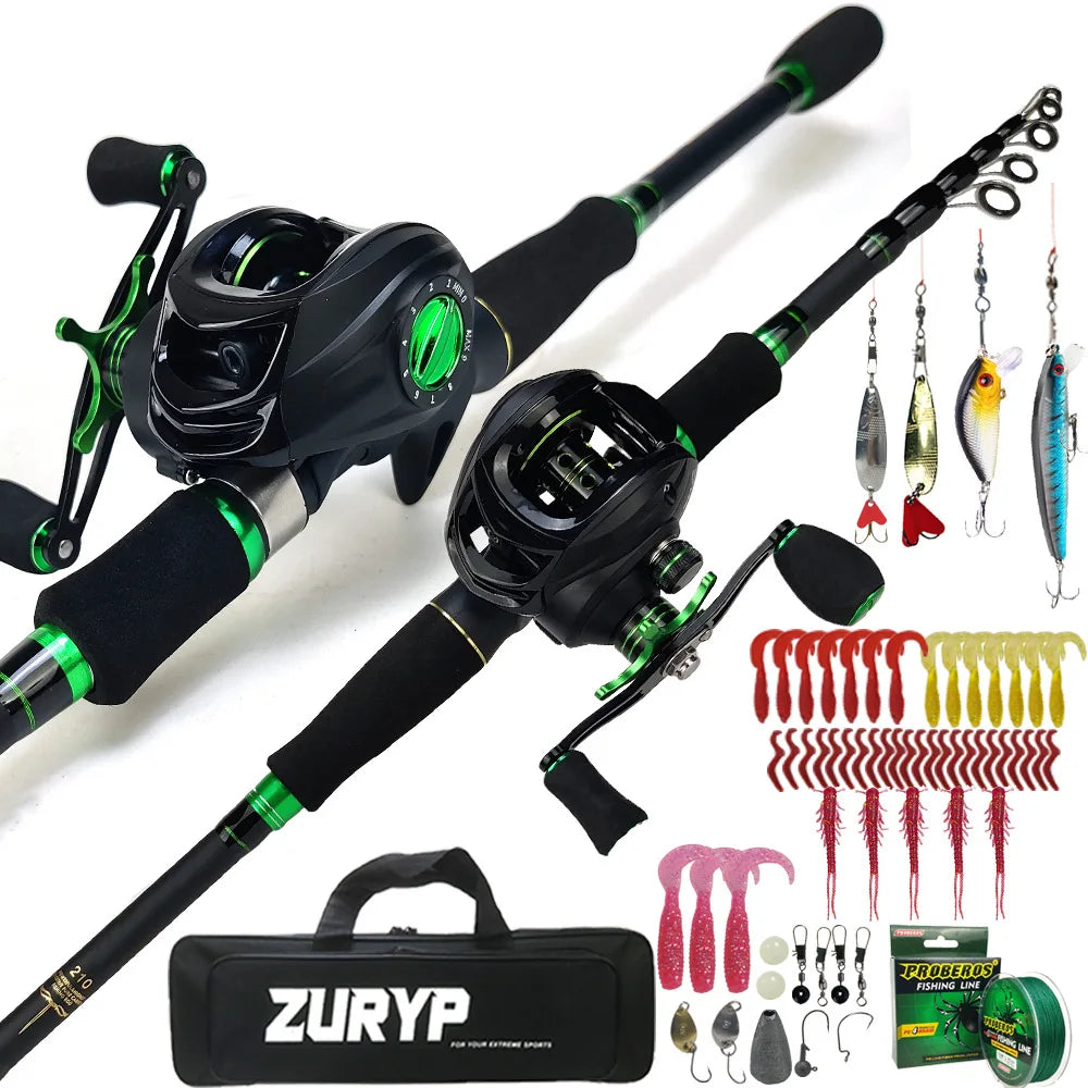 Anytime, Anywhere Leisure Fishing Rod Set Telescopic Luya Sea Fishing Rod Set Carbon Fishing Tackle Supplies