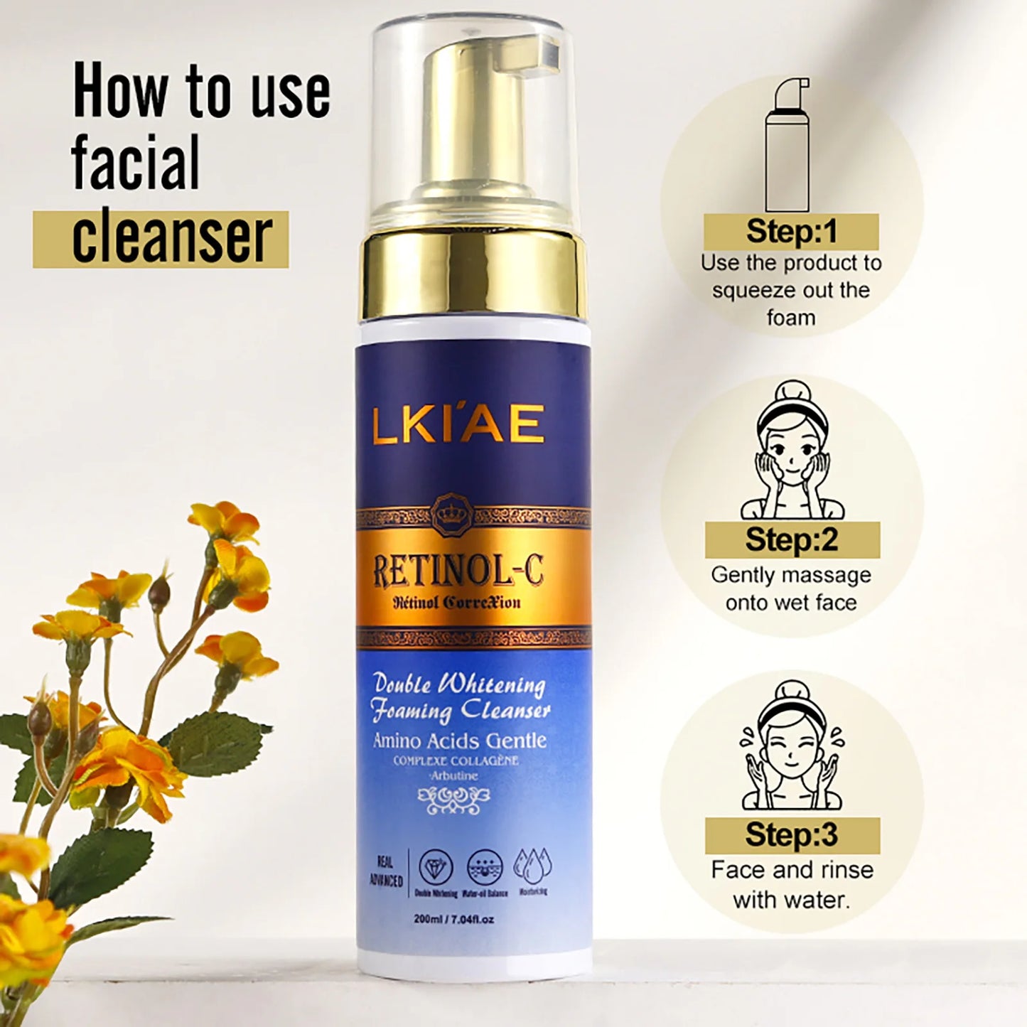 LKIAE Advanced Retinol Double Whitening Skin Care Set, Deeply Moisturizing, Clean Skin, Reduce Wrinkles, Stains, Dark Spots