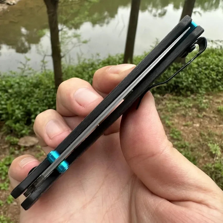 BM Bugout 535 Carbon Fiber Folding Knife Damascus Steel Blade Outdoor Hiking Self-Defense Knife Wilderness Survival Knife