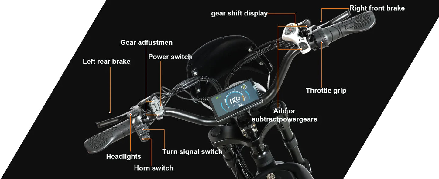 BAOLUJIE DM01 Motor Electric Bicycle 60V 30AH Battery Max Speed 42 MPH Electric Bike E-Bike Electric Motorcycle【1 Year Warranty】