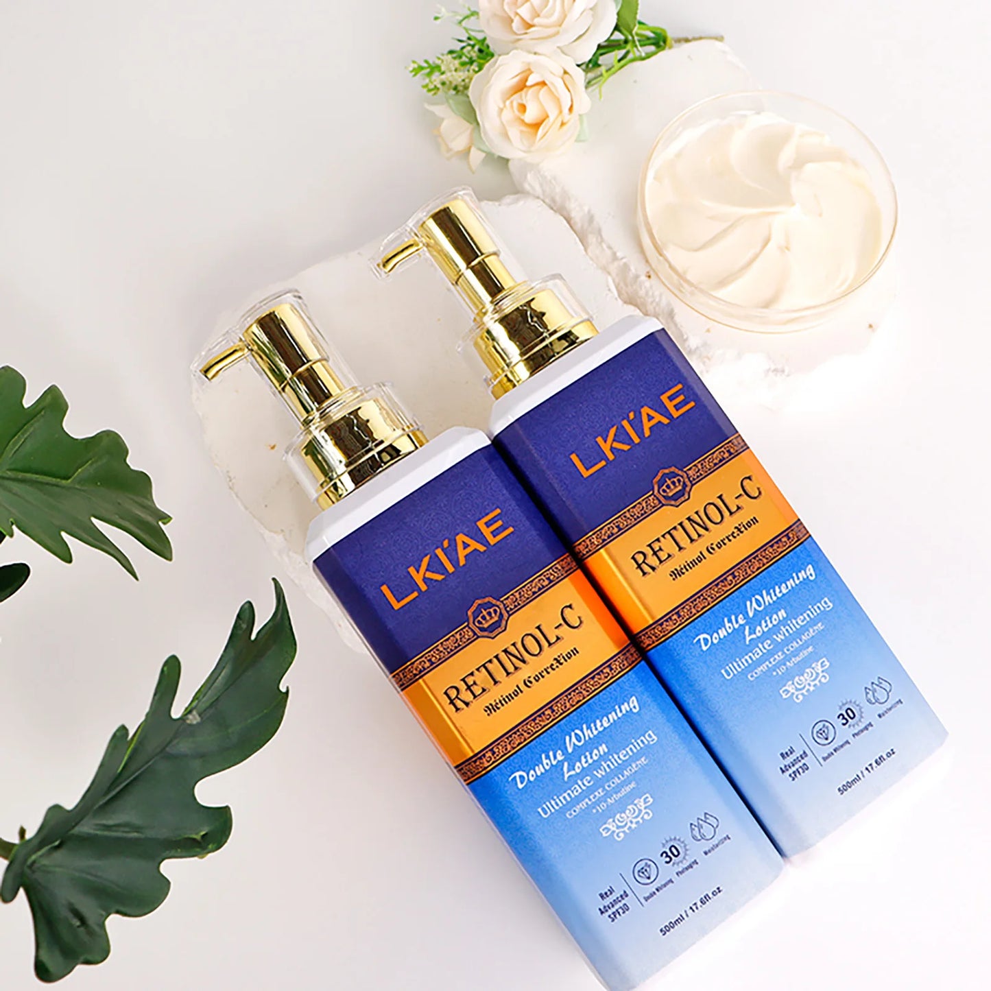 LKIAE Advanced Retinol Double Whitening Skin Care Set, Deeply Moisturizing, Clean Skin, Reduce Wrinkles, Stains, Dark Spots