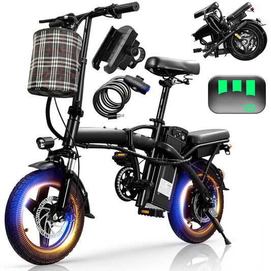 1Year Warranty 14inch Electric Bike, 20 MPH,48V Removable Battery,400W Motor, Adult Folding Electric Bike,20 Miles,Ebike UL 2849
