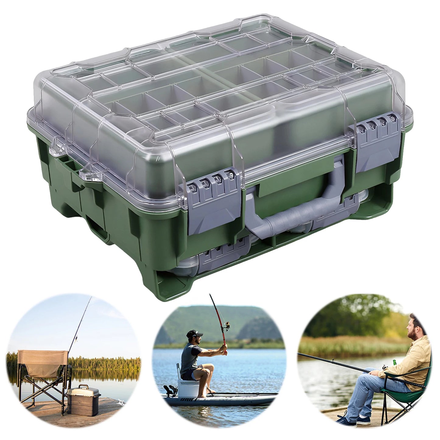 Universal Fishing Tackle Box Removal Inside Design for Fishing Gifts (Green)