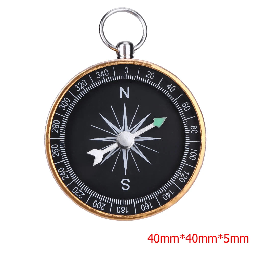 Mini Pocket Compass Aluminum Alloy Keychain AID Guide Compass Waterproof Lightweight Practical Hardware Tool for Outdoor Travel